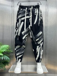 Men's Jogger Pants Loose Striped Floral Hip Hop Streetwear High Quality Harem Trousers Unique Designer Brand Clothing - Image 3