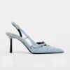 TRAF Female Denim Heels Women 2024 Retro Cross Straps Pumps Fashion Ladies Sexy High Heeled Shoes Pointed Slingbacks Heels - Image 2