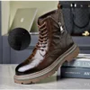 Autumn Winter New Designer Platform Boots for Men High Top Warm Casual Shoes Male Solid Color Genuine Leather Ankle Boots Men - Image 5