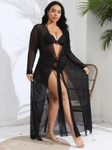 2024 New Cover Up Plus Size Bikini Women Swimsuit Cover-up White Bathing Suit Beach Wear Knitting Swimwear mesh Beach Dress - Image 4