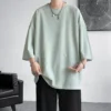 High Quality Men Oversized Ice Silk T Shirts 2023 Summer Mens Half Sleeve Fashions Harajuku T-Shirt Male Solid Simple Daily Tees - Image 6