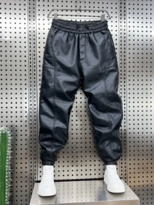 Trendy Motorcycle Leather Pants Men's Hip Hop Harem Loose Trousers Outdoor Jogger Sweatpants Luxury Brand High Quality Clothing - Image 2