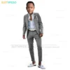 Casual Boys Suit Set Jacket Pants Two Pieces Children Piano Perform Blazer Formal Host Activity Costume Wedding Party Tuxedo - Image 5