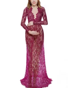 2022 Lace V-neck Pregnancy Dresses Fancy Shooting Photo Pregnant Clothes Maternity Dress for Photo Shoot Plus Size Women Clothes - Image 6