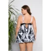 Swimsuit Women Large Sizes White and Black Floral Print High Waist Plus Size Tankini Two Pices Oversize Swimwear Dress - Image 5