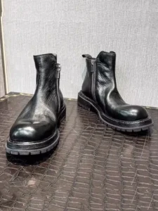 Gothic Vintage Mens Horsehide Genuine Leather Boots Zipper Motorcycle Short Boots Spring Autumn High Quality Handmade Shoes Male - Image 6