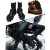 Men's Genuine Leather Motorcycle Boots Skull Gothic Punk Cowboy Boots Combat Ankle Boots Safety Work Shoes Military Boots Winter - Image 4