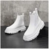 Luxury Design Mens Platform Chelsea Boots Thick Bottom Split Leather Ankle Boots Male Footwear Round Toe Short Martins Boots - Image 3