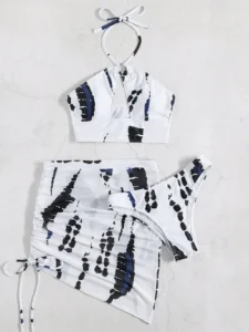 3 Pieces Thong Bikini 2023 Women Halter Swimwear Female Swimsuit With Skirt Beach Wear Printed Bathing Suit Summer Swimming - Image 3