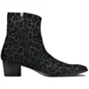 Men Chelsea Ankle Boots Genuine Horse Leather Horse Hair Leopard Boot with Side Zipper Heel Boots designer footwear Wild Black - Image 4