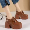 Lolita Shoes for Women Mary Jane New Lace Up Loafers Girls Students JK Uniform High Heels Platform Shoes Cosplay Female Shoes - Image 4