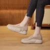 Women Casual Loafers 2023 New Spring Sneakers Retro Platform Casual Lace Up Leather Flat Slip-On Single Shoes Zapatos De Mujer - Image 3