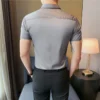High Elasticity Seamless Shirts Men Top Quality Luxury Short Sleeve Concealed Placket Shirt Men Business Slim Social Dress Shirt - Image 6
