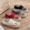 Careaymade-Hot Flats Women Shoes Embroider Retro Lace-up Round Toe Cotton Linen New Handmade Concise Comfortable Ladies Shoes - Image 4