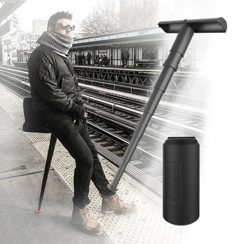 OutdoorAdjustable Portable Retractable Stool Queuing Artifact Travel Queuing Telescopic Stool Portable Seat Folding Chair Camp