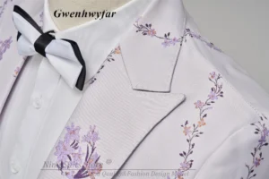 G&N 2023 New Series Men Suits Blazer Beautiful Lilac Purple Floral Pattern Tuxedos 3 Pieces Formal Party Costume Homme Slim Fit - Image 4