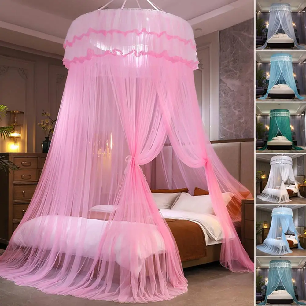 Hanging Mosquito Net Top Hook Encrypted Mesh Lace Patchwork Mosquito Repellent Round Dome Court Style Crib Canopy Bedroom