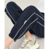 Toyouth Women Fleece Sweatpants 2022 Winter Elastic Waist Straight Long Trousers Side White Stripe Navy Green Casual Sport Pant - Image 4