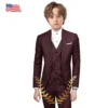 Light Gray Boys Suit 2-16 Years Old Slim Fit Jacket Pants Vest 3 Piece Set Formal Party Outfit Wedding Kids Tuxedo - Image 6