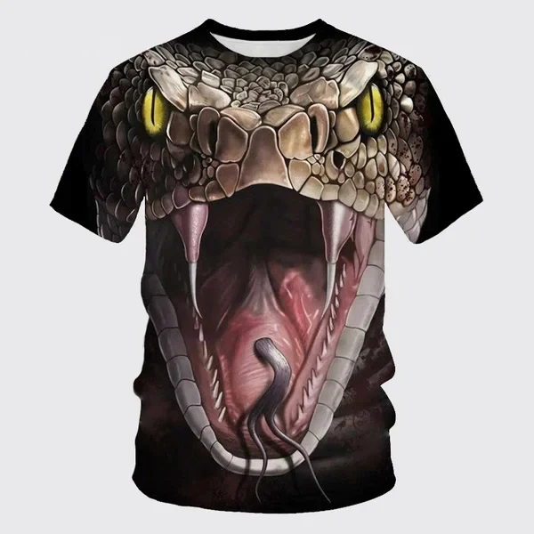 Summer Horrible Snake 3D Print T-Shirts Streetwear Men Fashion Casual Harajuku Oversized O-Neck T Shirt Tees Tops Clothing