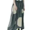 IMAKOKONI Original Design Grey Elastic Waist Skirt Loose Large Dotted Knitted Skirt 234157