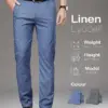 Summer Thin Soft Lyocell Breathable Linen Fabric Suit Pants Men Straight Business Elegant Long Formal Trouser Male Plus Size 40