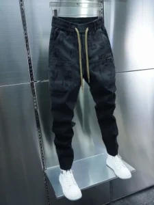 Black Cargo Jeans Skinny Harem Pants Outdoor Slimline Jogger Sweatpants Letter Printing High Quality Streetwear Brand Clothing - Image 4