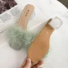 Summer Fluffy Peep Toe Sexy High Heels Women Shoes Fur Feather Lady Fashion Wedding Slip-On Pink Square Sandals Tacones Mujer - Image 4