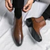 Genuine Leather Spring Designer Luxury Brand Dress Office Shoes for Men Chelsea Casual Boots Retro Couple Ankle Boot Footwear - Image 3