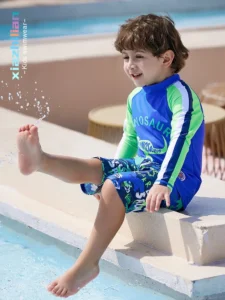 Boy Long Sleeve Swimsuit Two Pieces Suit 1-13 Year Swimwear UPF50 Children 2023 Kid Cool Cartoon Beachwear Bathing Suit - Image 2