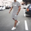2024 new men's sportswear fitness set running suit casual T-shirt shorts set breathable jogging sportswear 2-piece set for men - Image 6