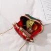 Cute Fruit Strawberry Heart Shape Pu Rivet Mini Fashion Ladies Chain Purse Clutch Bag Shoulder Bag Tote Female Flap Handbag Q5 - Image 4