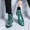 2024 New Luxury Men Boots Designer Autumn Fashion Patent Leather Ankle Boots Men Original Leisure Shiny Motorcycle Short Shoes - Image 2