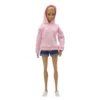 29cm Doll Clothes Sweatshirt short For Barbie Outfits 1/6 Dolls Accessories Solid Color Loose Hooded Sweater Denim Shorts Set - Image 4