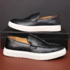 New Black Sneakers Men Vulcanize Shoes Brown Slip-On Size 38-46 Zapatos De Hombre Men Shoes - Image 4