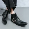 Design Rivet Golden Mens Dress Boots Luxury Genuine Leather Chelsea Boots Men Oxford Shoes Formal Wedding Shoes For Men Size 46 - Image 9