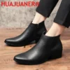 Fashion Men Chelsea Boots Mens Side Zip Heels Ankle Boots Male Leather Shoes Design Men's Dress Shoes Handmade Business Oxfords - Image 4