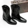 Size 38-46 Western Cowboy Boots for Men Designer Mens Shoes VINTAGE Embroider Leather Boots Black Brown British Style - Image 6