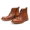 New Autumn Winter Hand-made Men Shoes ZIp Lace Up Design Short Boots Block Genuine Leather Man Footwear Leisure Male Shoes A098 - Image 4
