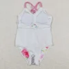Wholesale Baby Girl One Piece Sleeveless Swimming Suit Children Toddler Summer Inner Floral Stripes Swimwear Infant Swimsuit - Image 4