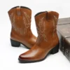 Size 38-46 Western Cowboy Boots for Men Designer Mens Shoes VINTAGE Embroider Leather Boots Black Brown British Style - Image 4