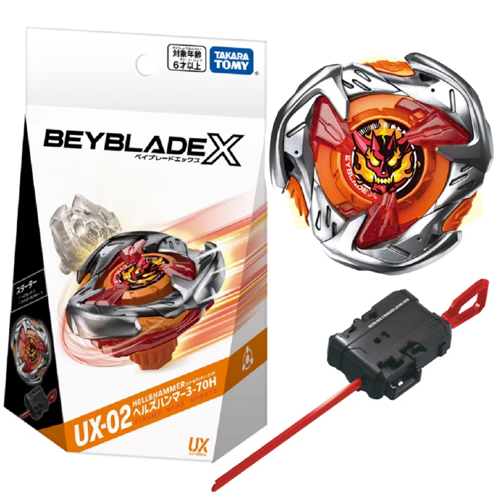 Original Takara Tomy Beyblade X UX 02 Starter Hell's Hammer 3-70H