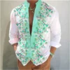 9 -color 2024 explosion spring and summer new men's stand -up neck shirt 3D digital printing flower pattern long sleeve top - Image 2