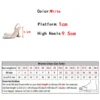 Liyke Fashion Design White Pearl Bowknot Women Pumps Sexy Pointed Toe High Heels Wedding Prom Shoe PVC Transparent Sandal Female - Image 6