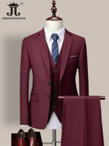 14 Color M-6XL ( Jacket Vest Pants ) High-end Brand Formal Business Mens Suit Three-piece Groom Wedding Dress Solid Color Suit - Image 4