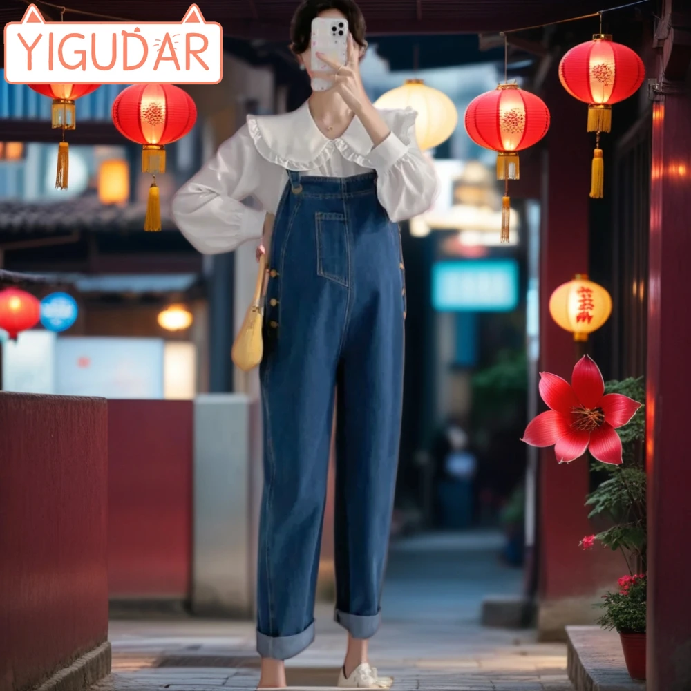 New Autumn Maternity jeans Denim Jumpsuits clothes For Pregnant Women Retro Jeans Overalls Suspender Trousers y2k streetwear