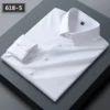 High Elastic Anti Wrinkle Shirt Men Long Sleeve Shirts Business Casual Stripe Luxury Men's Clothing Dress Social Shirt S-4XL - Image 4