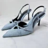 TRAF Female Denim Heels Women 2024 Retro Cross Straps Pumps Fashion Ladies Sexy High Heeled Shoes Pointed Slingbacks Heels - Image 3