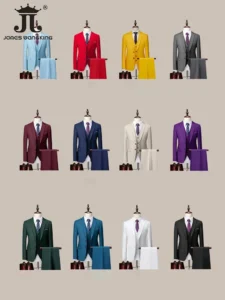 14 Color M-6XL ( Jacket Vest Pants ) High-end Brand Formal Business Mens Suit Three-piece Groom Wedding Dress Solid Color Suit - Image 2