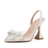 Liyke Fashion Design White Pearl Bowknot Women Pumps Sexy Pointed Toe High Heels Wedding Prom Shoe PVC Transparent Sandal Female - Image 5